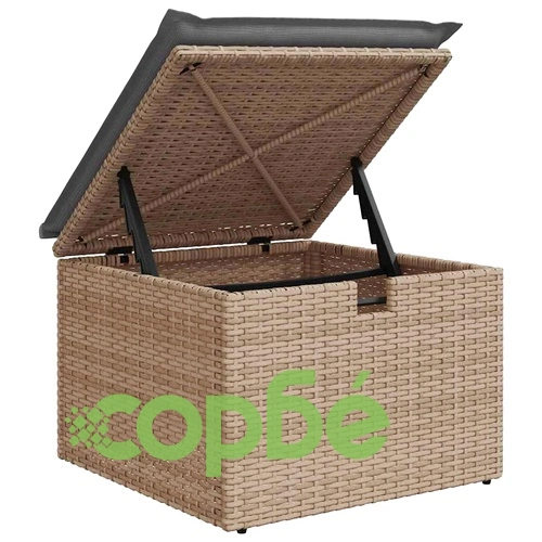 Градински диван с възглавници, 7 части, бежов полиратан ➤ топ цена ➤ sorbe.bg