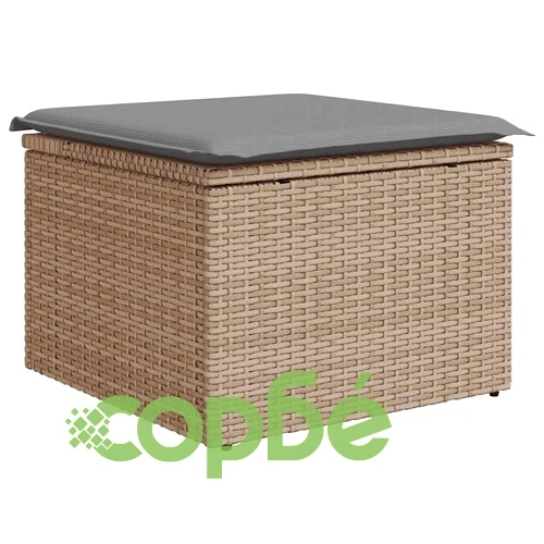 Градински диван с възглавници, 8 части, бежов полиратан ➤ топ цена ➤ sorbe.bg