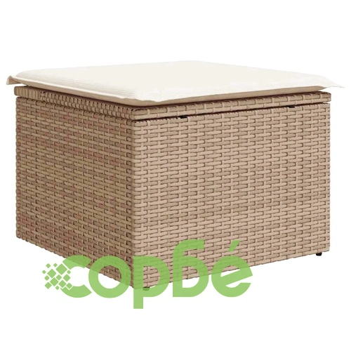 Градински диван с възглавници, 8 части, бежов полиратан ➤ топ цена ➤ sorbe.bg