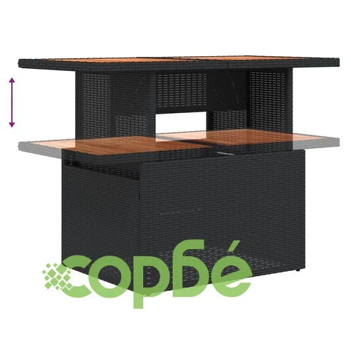 Градински комплект диван с възглавници 9 части черен полиратан ➤ топ цена ➤ sorbe.bg