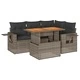 Градински комплект с възглавници, 5 части, сив полиратан
