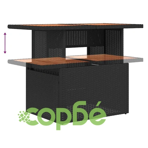 Градински комплект диван с възглавници 9 части черен полиратан ➤ топ цена ➤ sorbe.bg