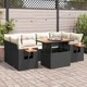 Градински комплект диван с възглавници 7 части черен полиратан