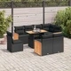 Градински комплект диван с възглавници 9 части черен полиратан