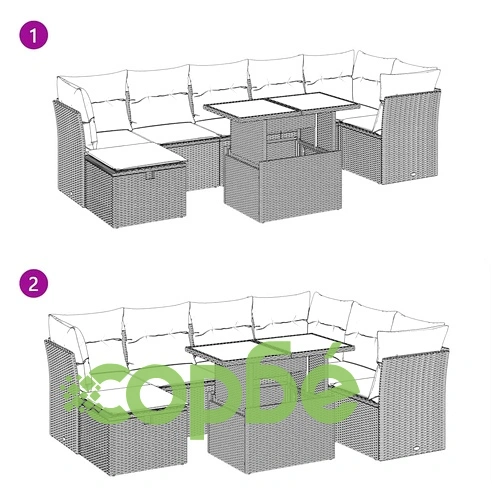 Градински комплект диван с възглавници 8 части сив полиратан ➤ топ цена ➤ sorbe.bg