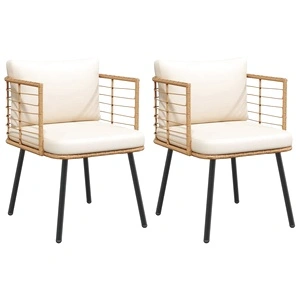 Градински столове 2 бр. с възглавници Natural Poly Rattan