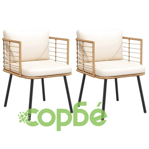 Градински столове 2 бр. с възглавници Natural Poly Rattan ➤ топ цена ➤ sorbe.bg