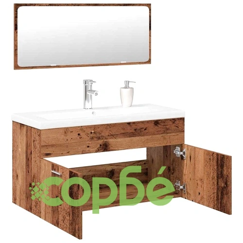 Комплект мебели за баня от 3 части старо дърво инженерно дърво ➤ топ цена ➤ sorbe.bg