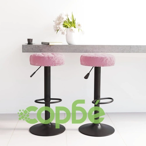 Бар табуретки, 2 бр, розови, кадифе ➤ топ цена ➤ sorbe.bg