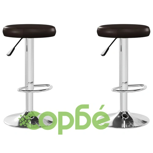 Бар табуретки, 2 бр, кафяви, изкуствена кожа ➤ топ цена ➤ sorbe.bg