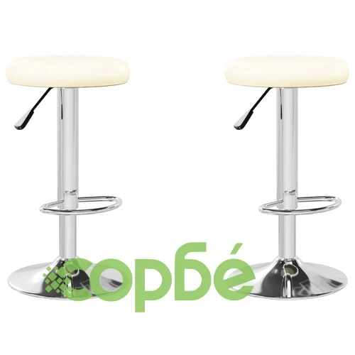 Бар табуретки, 2 бр, кремави, изкуствена кожа ➤ топ цена ➤ sorbe.bg