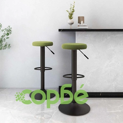 Бар табуретки, 2 бр, светлозелени, кадифе ➤ топ цена ➤ sorbe.bg