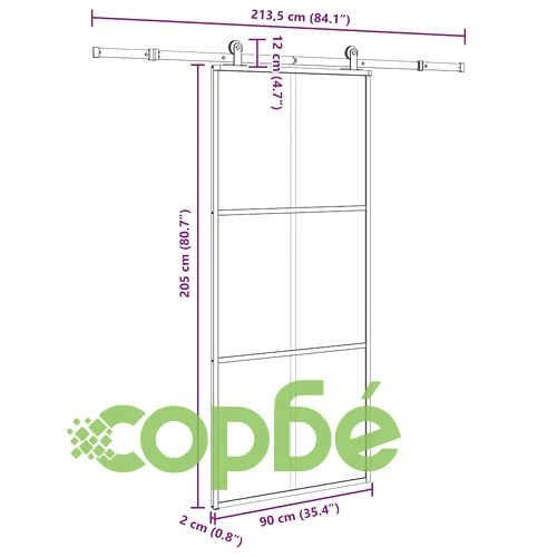 Плъзгаща се врата с обков 90x205 см ESG стъкло и алуминий ➤ топ цена ➤ sorbe.bg