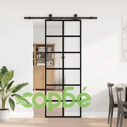 Плъзгаща се врата с обков 76x205 см ESG стъкло и алуминий ➤ топ цена ➤ sorbe.bg