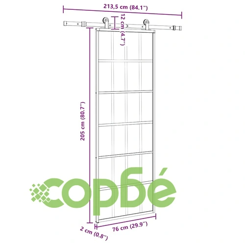 Плъзгаща се врата с обков 76x205 см ESG стъкло и алуминий ➤ топ цена ➤ sorbe.bg