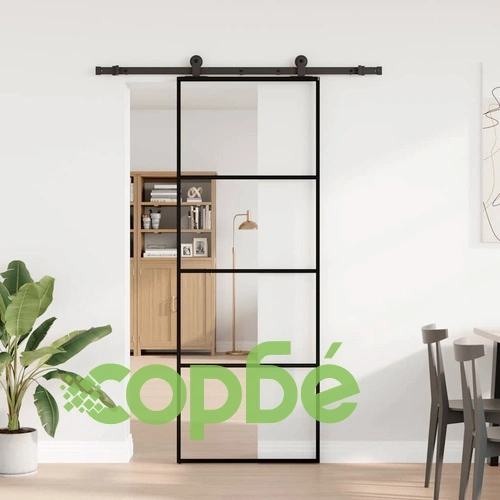 Плъзгаща се врата с обков 76x205 см ESG стъкло и алуминий ➤ топ цена ➤ sorbe.bg