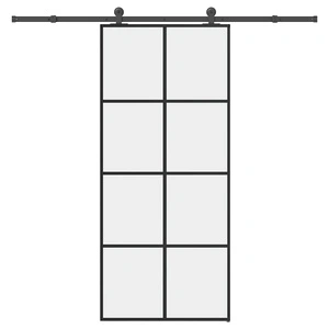 Плъзгаща се врата с обков 90x205 см ESG стъкло и алуминий