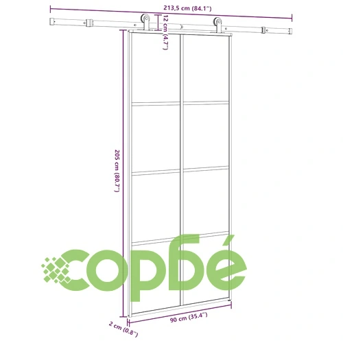 Плъзгаща се врата с обков 90x205 см ESG стъкло и алуминий ➤ топ цена ➤ sorbe.bg