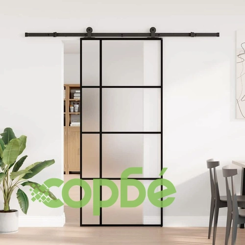 Плъзгаща се врата с обков 90x205 см ESG стъкло и алуминий ➤ топ цена ➤ sorbe.bg