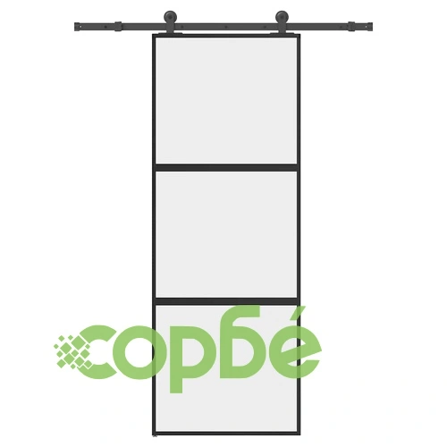 Плъзгаща се врата с обков 76x205 см Закалено стъкло&Алуминий ➤ топ цена ➤ sorbe.bg