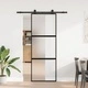 Плъзгаща се врата с обков 76x205 см Закалено стъкло&Алуминий