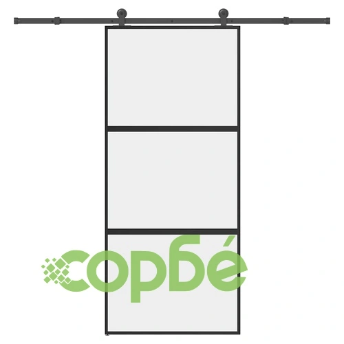 Плъзгаща се врата с обков 90x205 см Закалено стъкло&Алуминий ➤ топ цена ➤ sorbe.bg