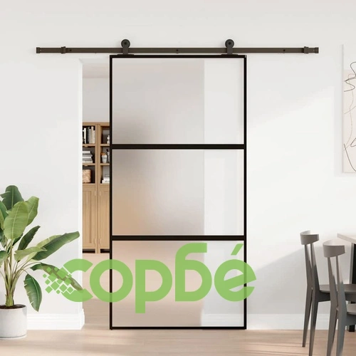 Плъзгаща се врата с обков 102,5x205 см Закалено стъкло&Алуминий ➤ топ цена ➤ sorbe.bg