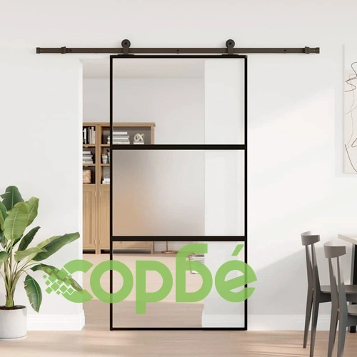 Плъзгаща се врата с обков 102,5x205 см Закалено стъкло&Алуминий ➤ топ цена ➤ sorbe.bg