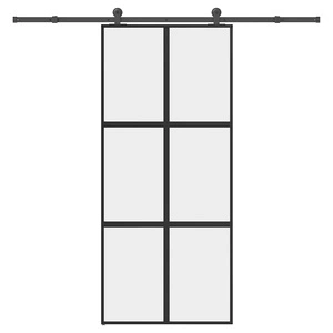 Плъзгаща се врата с обков 90x205 см Закалено стъкло&Алуминий