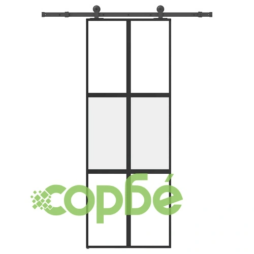 Плъзгаща се врата с обков 76x205 см Закалено стъкло&Алуминий ➤ топ цена ➤ sorbe.bg