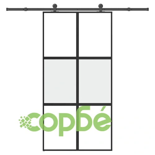 Плъзгаща се врата с обков 102,5x205 см Закалено стъкло&Алуминий ➤ топ цена ➤ sorbe.bg