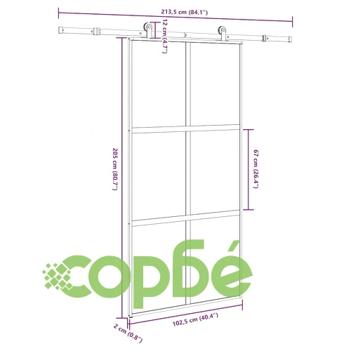 Плъзгаща се врата с обков 102,5x205 см Закалено стъкло&Алуминий ➤ топ цена ➤ sorbe.bg