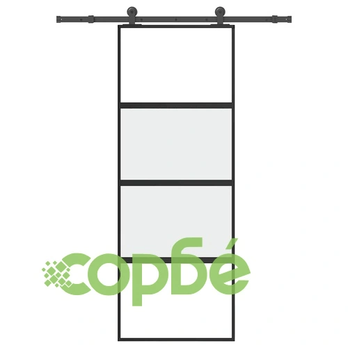 Плъзгаща се врата с обков 76x205 см Закалено стъкло&Алуминий ➤ топ цена ➤ sorbe.bg