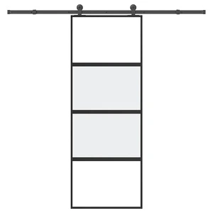 Плъзгаща се врата с обков 76x205 см Закалено стъкло&Алуминий