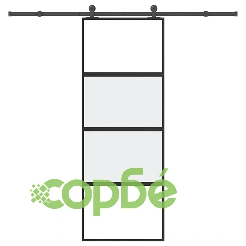 Плъзгаща се врата с обков 76x205 см Закалено стъкло&Алуминий ➤ топ цена ➤ sorbe.bg