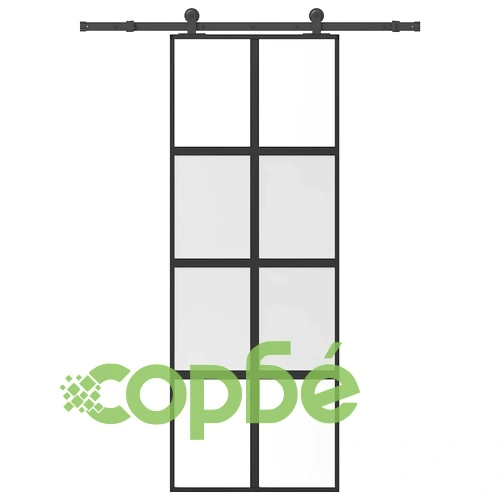 Плъзгаща се врата с обков 76x205 см Закалено стъкло&Алуминий ➤ топ цена ➤ sorbe.bg