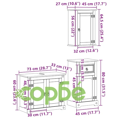 Комплект мебели за баня от 3 части Corona ➤ топ цена ➤ sorbe.bg