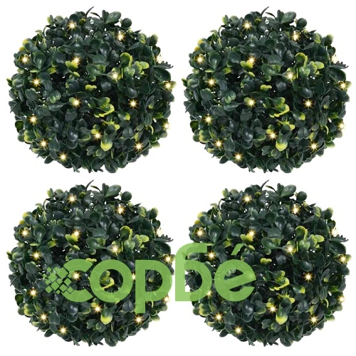 Изкуствени топки от чемшир с LED светлини 4 бр. зелени 12 см ➤ топ цена ➤ sorbe.bg