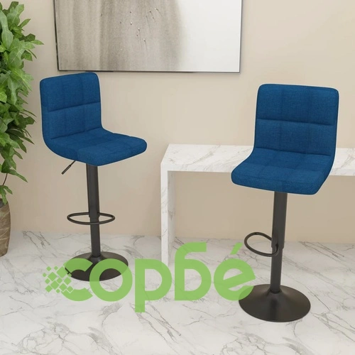 Бар табуретки, 2 бр, сини, текстил ➤ топ цена ➤ sorbe.bg
