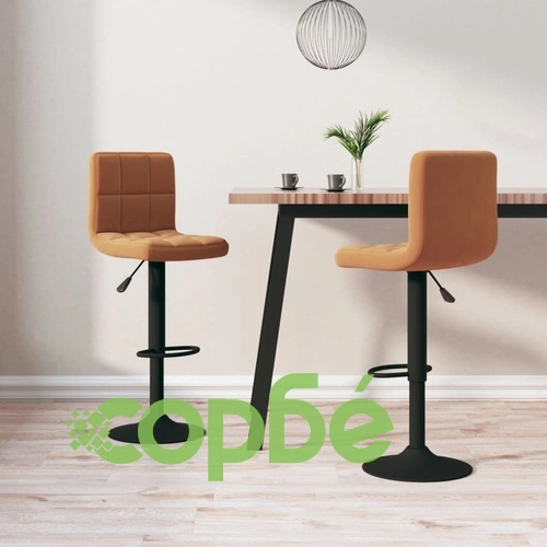 Бар табуретки, 2 бр, кафяви, кадифе ➤ топ цена ➤ sorbe.bg