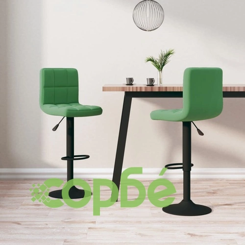 Бар табуретки, 2 бр, тъмнозелени, кадифе ➤ топ цена ➤ sorbe.bg