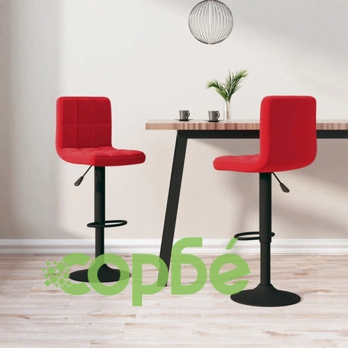 Бар табуретки, 2 бр, виненочервени, кадифе ➤ топ цена ➤ sorbe.bg