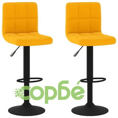 Бар табуретки, 2 бр, горчица, кадифе ➤ топ цена ➤ sorbe.bg