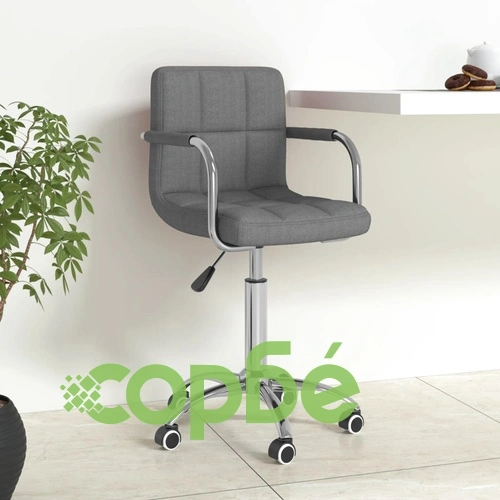 Въртящ се офис стол, светлосив, текстил ➤ топ цена ➤ sorbe.bg