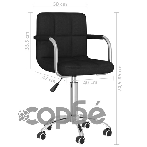 Въртящ се офис стол, черен, текстил ➤ топ цена ➤ sorbe.bg