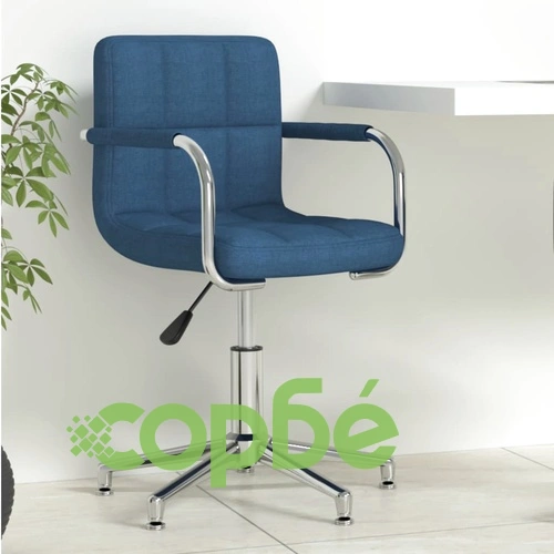 Въртящ се офис стол, син, текстил ➤ топ цена ➤ sorbe.bg