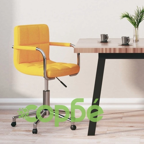 Въртящ се офис стол, горчица, текстил ➤ топ цена ➤ sorbe.bg