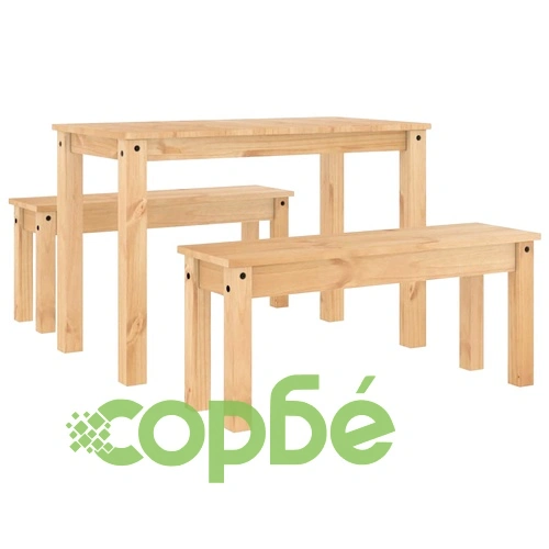 Трапезен комплект от 3 части Panama, бор масив ➤ топ цена ➤ sorbe.bg