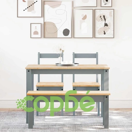 Трапезен комплект от 4 части Panama, сив бор масив ➤ топ цена ➤ sorbe.bg