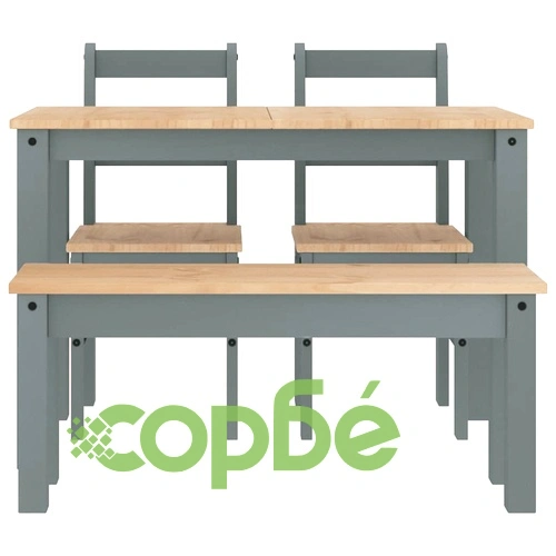 Трапезен комплект от 4 части Panama, сив бор масив ➤ топ цена ➤ sorbe.bg